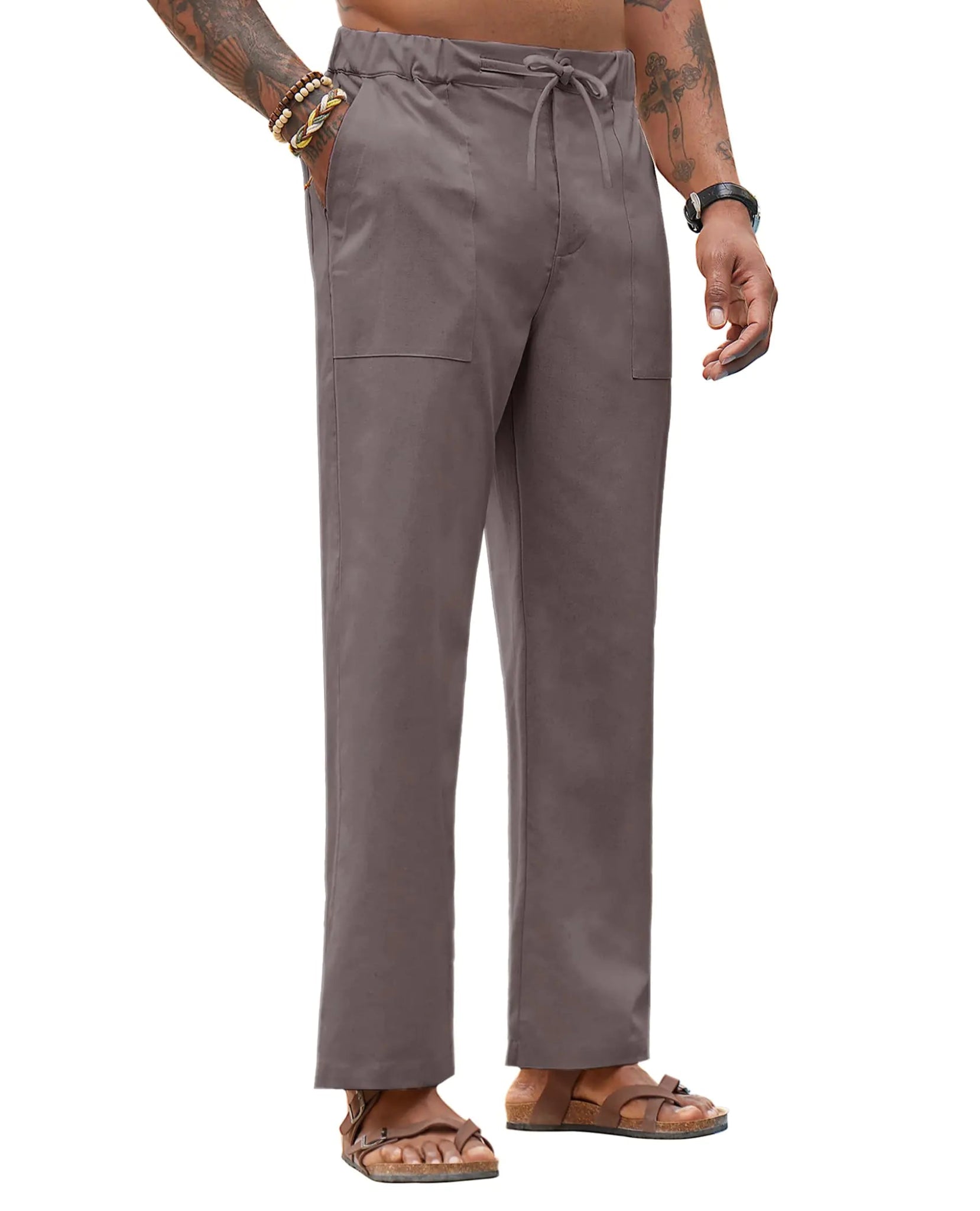 Lion Nardo Linen Pants for Men Casual Pants with Pockets Wide Leg Linen Beach Pants Linen Lounge Pants Linen Yoga Pants - Trendify product