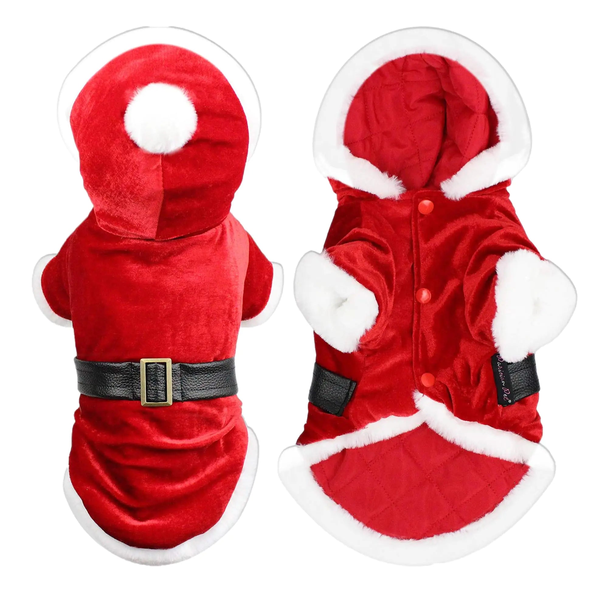 Parisian Pet Dog Santa Hoodie - Santa Claus Dog Christmas Outfit – Xmas Holiday Dog Hoodie – Winter Dog Christmas Sweater with Hoodie – Soft Velvet Christmas Dog Clothes for Large Dogs - XL - Trendify product